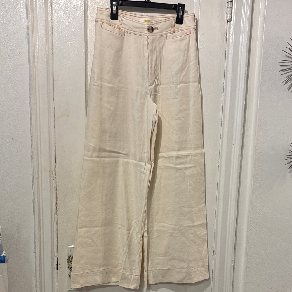 Maeve Cream Wide-Leg Pants
